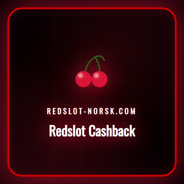 En illustrasjon som viser Redslot-logoen med mynter og en pil som symboliserer cashback.