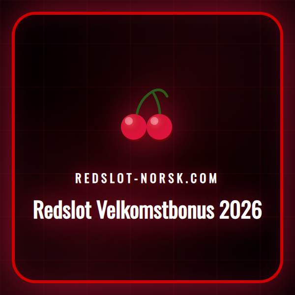 En illustrasjon av Redslot casino sin velkomstbonus for 2026 med logo og bonustekst.